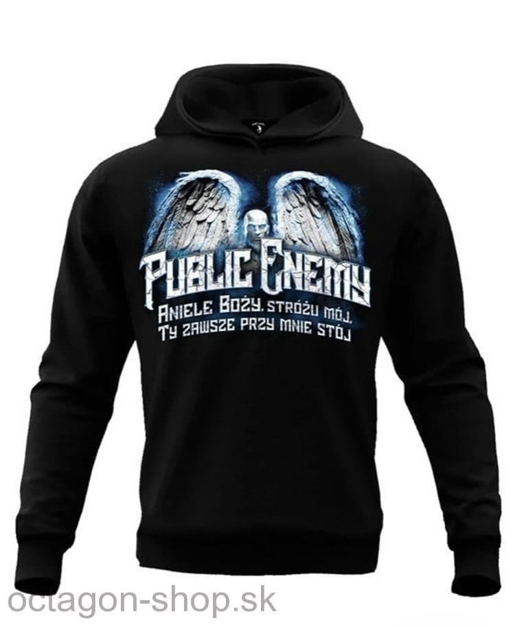 Mikina - Public Enemy - Aniele Bozy Strozu Moj s kapucňou