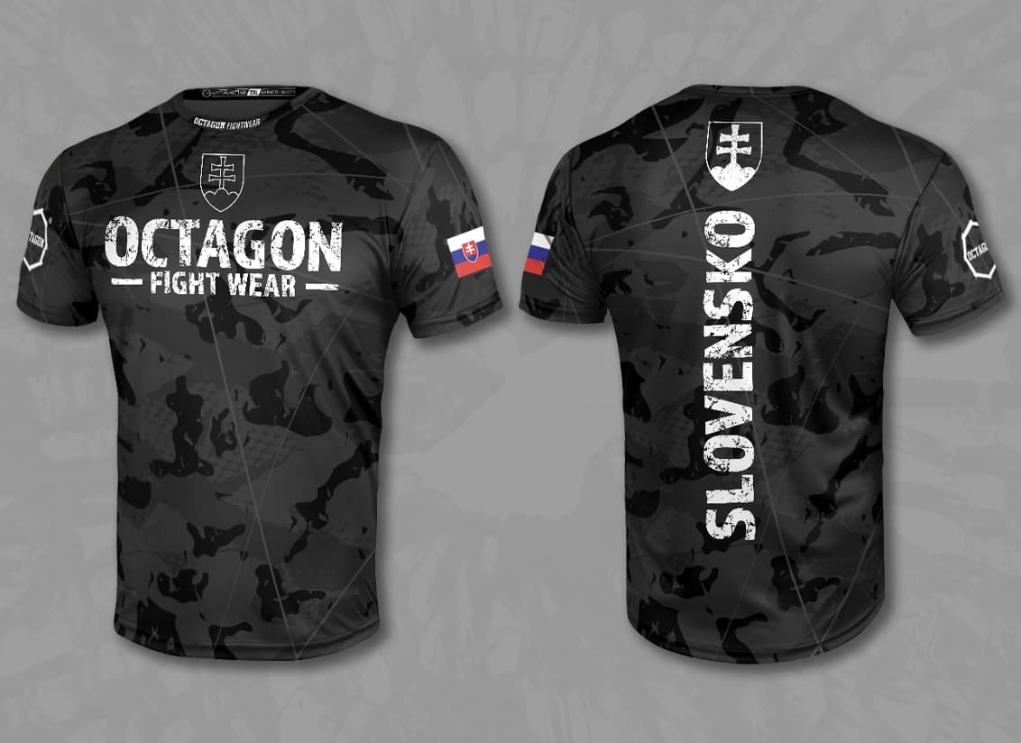 Detské športové tričko - Octagon - Slovak Collection - čierne