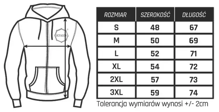 Mikina - Octagon - Malé Logo zips s kapucňou