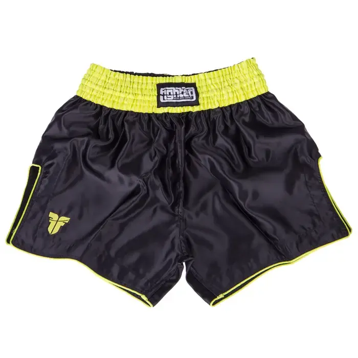 Muay Thai trenky - Fighter - Bangkok plain - čierne/neon žltá