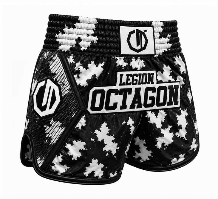 Muay Thai trenky - Octagon - Premium OPS - čierná - biela