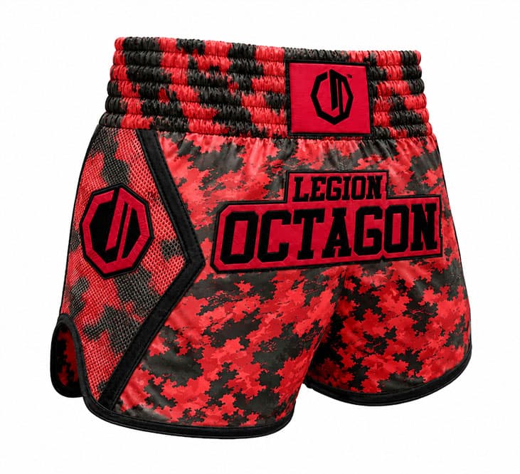 Muay Thai trenky - Octagon - Premium OPS - čierná - červená