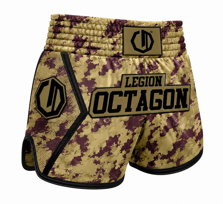 Muay Thai trenky - Octagon - Premium OPS - khaki - fialová