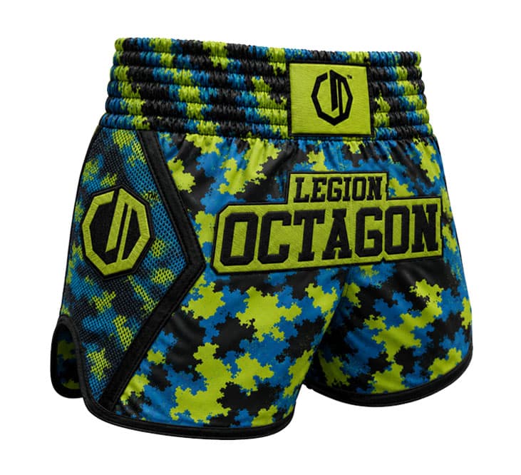 Muay Thai trenky - Octagon - Premium OPS - žltá - modrá - čierná
