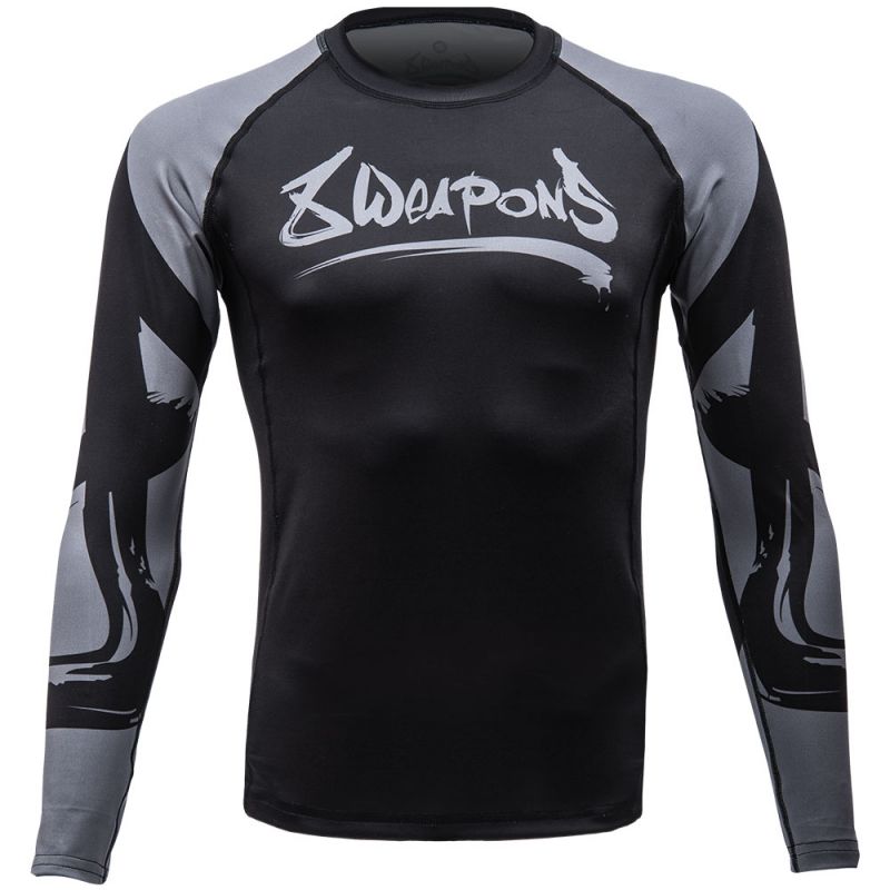 Rashguard - 8 WEAPONS - BIG 8 -  dlhý rukáv - čierny/šedý nápis