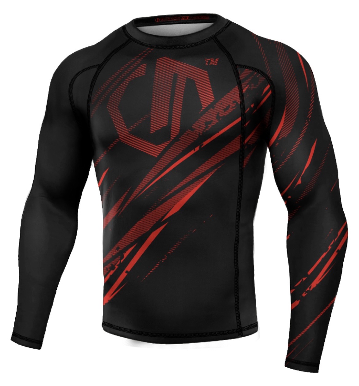 Rashguard - Octagon - dlhý rukáv - Escape - čierna/červená