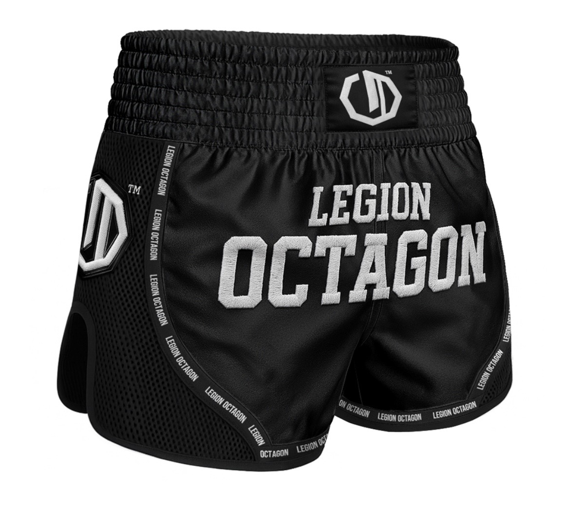 Muay Thai trenky - Octagon - Mesh Premium - čierna/biela