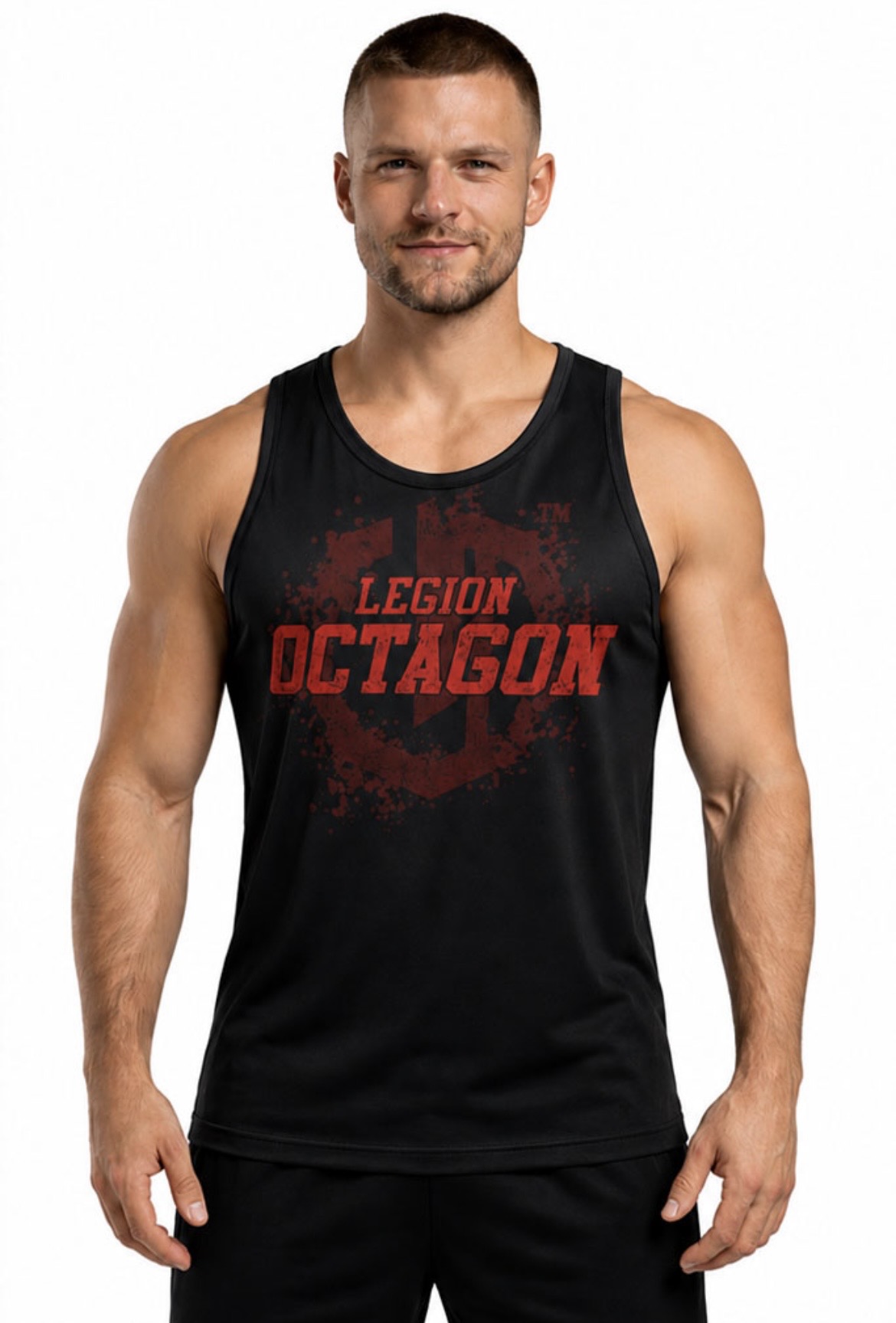 Boxerské tielko - Octagon - Grunge - čierna/červená