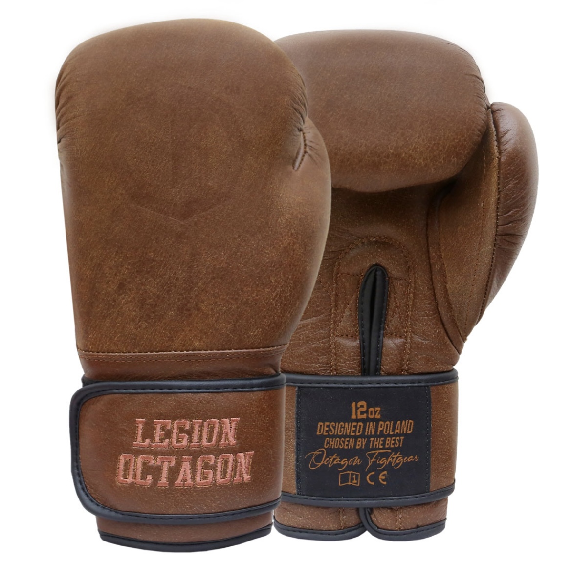 Boxerské rukavice - Octagon - Limitovaná Edícia PRO - koža - Old school - hnedé