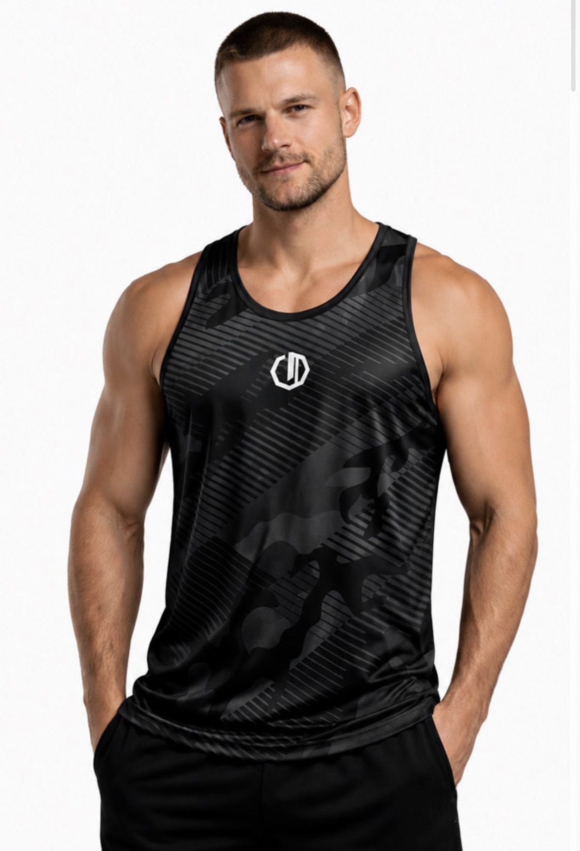 Boxerské tielko - Octagon - Black Line Camo