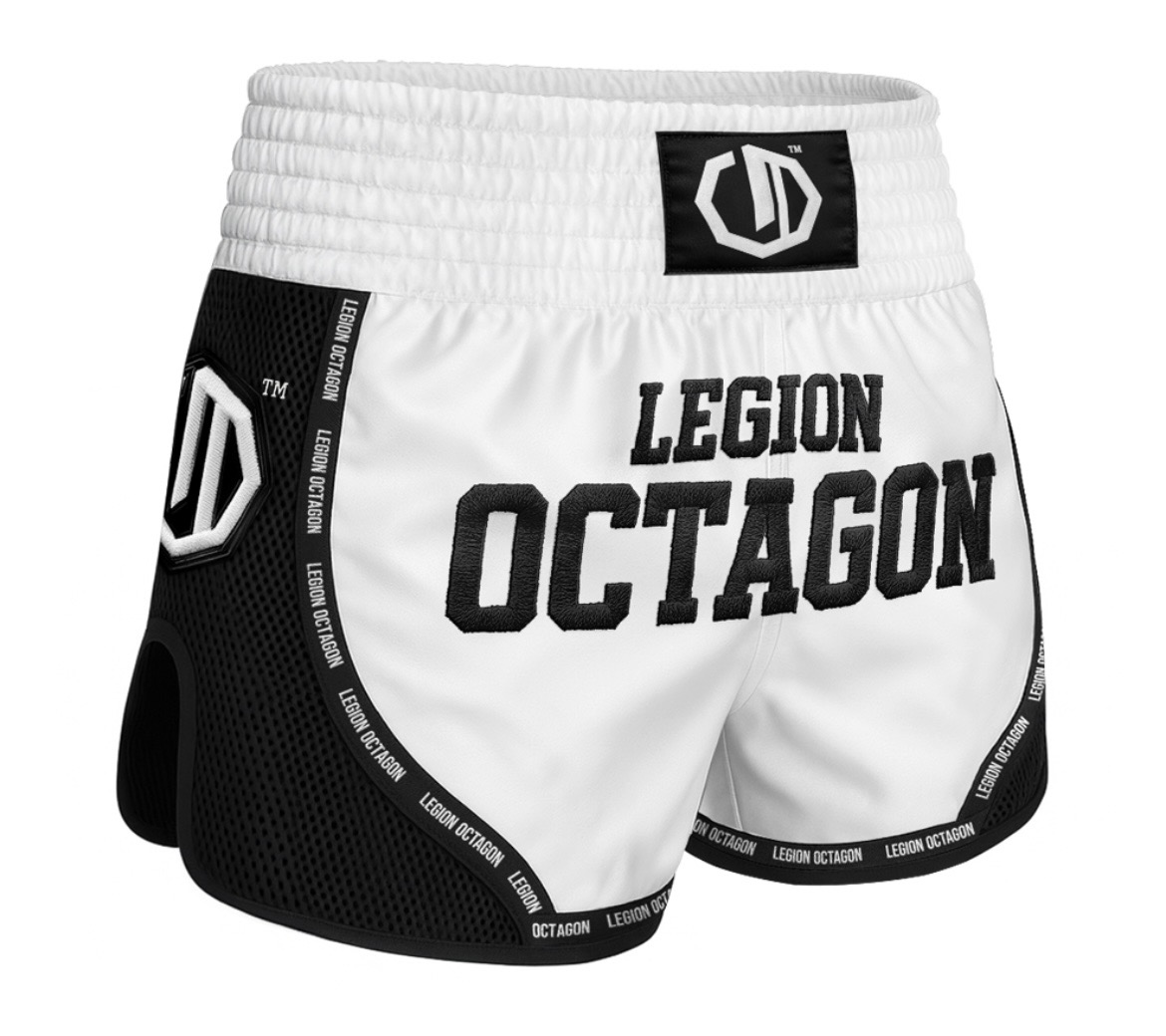 Muay Thai trenky - Octagon - Mesh Premium - biela